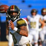 In Lincoln Riley 's electric offense, the USC offensive line has helped the Trojans average 325.8 passing yards per game, while averaging 226.5 yards on the ground. USC is ranked No. 3 in the nation in scoring offense, averaging 45.5 points per game.