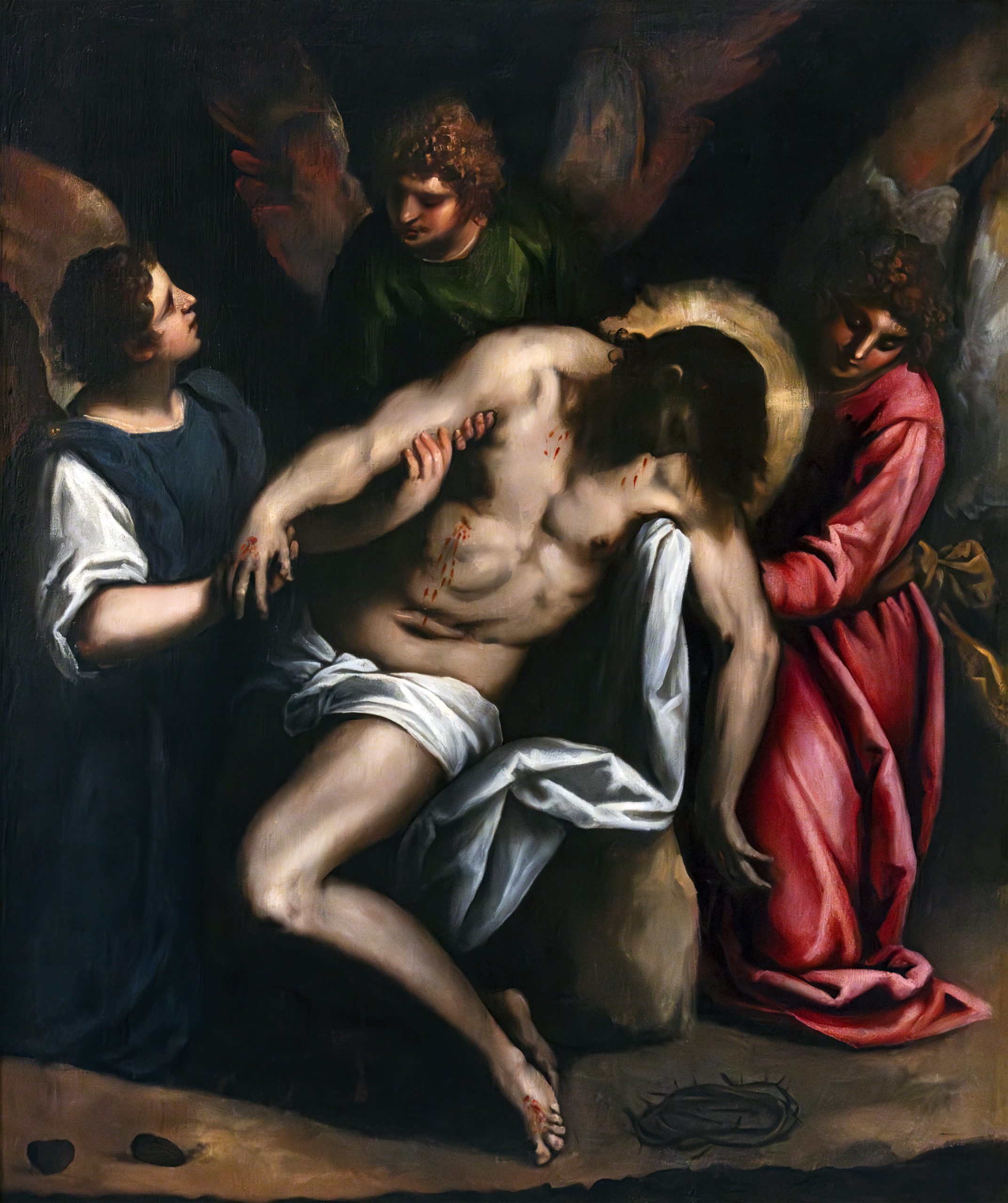 AI-supported pastoral care requires rigorous training to ensure that machines do not replace human empathy. 28Venice29_Dead_Christ_Supported_by_Three_Angels_by_Palma_Il_Giovane_-_gallerie_Accademia-1