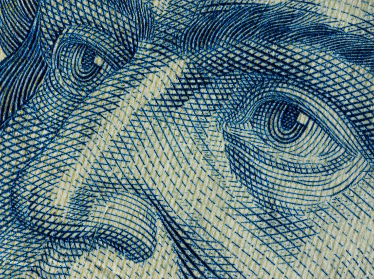 banknote portrait pattern (Intaglio print, tactile effect)