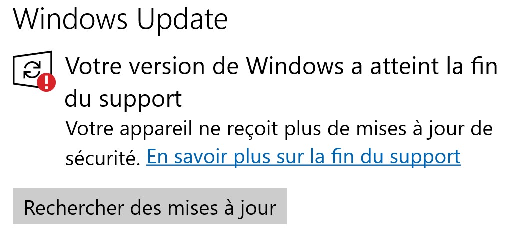 Update internal policies in response to evolving international regulatory landscapes. Capture_d27C3A9cran_de_Windows_Update_indiquant_la_fin_de_support_de_Windows_10