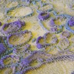 Colorful 3D rendering resembling neural networks or data visualization.