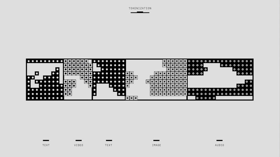 Black and white abstract design illustrating the concept of tokenization.