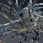 Architecting Fault-Tolerant Generative Simulation for AVs Intricate wireframe with dynamic ribbons in an abstract 3D composition.