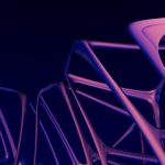 <h1>Bio-Inspired 2D Materials: The Next Frontier in Bioelectronics</h1> A captivating 3D abstract image with futuristic geometric shapes in purple hues.