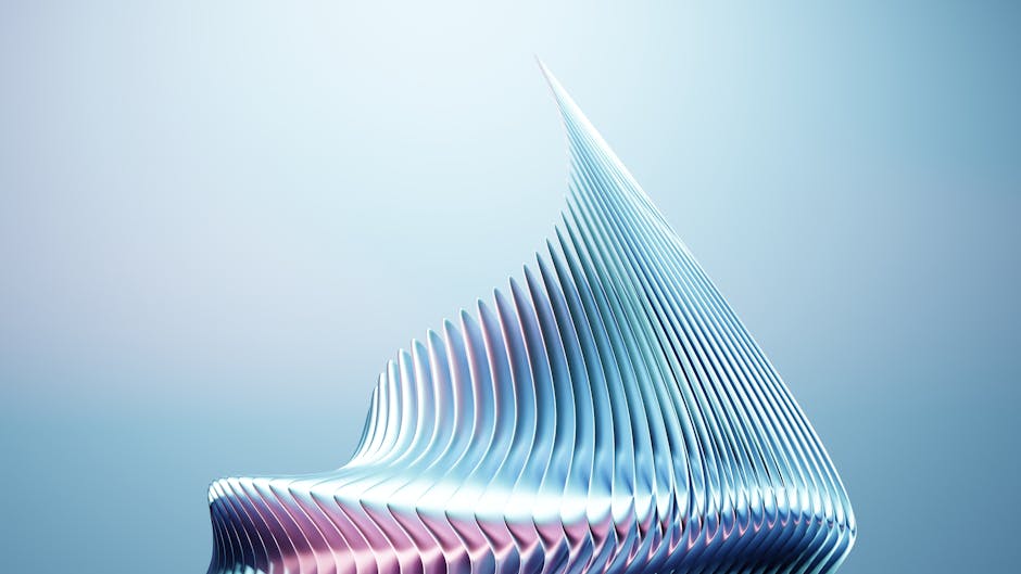 Abstract metallic structure with fluid lines in a minimal background, showcasing modern design.