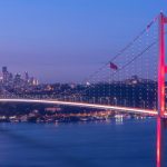 Bioelectronic Toolchains: Bridging Math and Neural Therapy Stunning evening view of the Bosphorus Bridge in Istanbul with city skyline.
