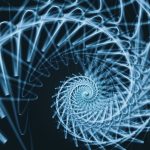 Fascinating blue spiral design with intricate geometric patterns, perfect for creative headers or wallpapers.