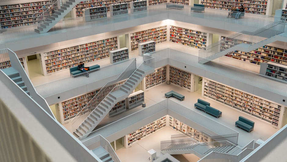 Contemporary interior of Stuttgart's public library with sleek design.