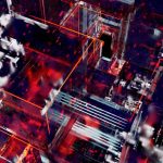 Dynamic abstract depiction of digital circuits with vivid lights and glowing lines.