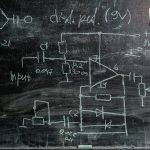 Detailed chalkboard displaying science diagrams and sticky notes, showcasing scientific exploration.