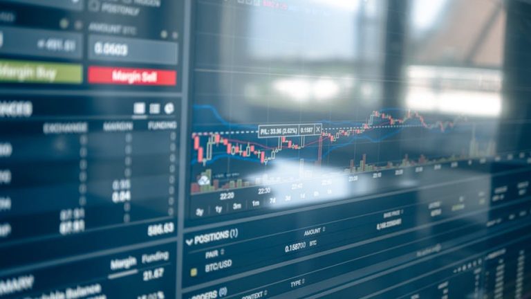 A detailed view of a cryptocurrency trading screen, featuring graphs and charts.