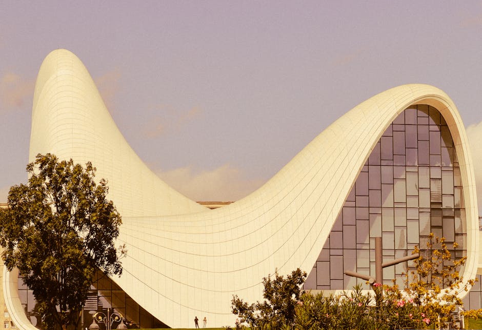 Stunning modern architecture of the Heydar Aliyev Center in Baku, Azerbaijan, showcasing unique design.