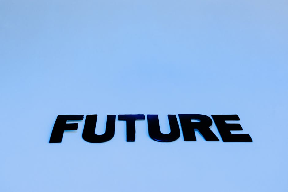 Bold 'Future' text on a serene blue background symbolizing optimism and potential.