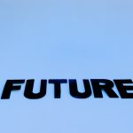 Bold 'Future' text on a serene blue background symbolizing optimism and potential.