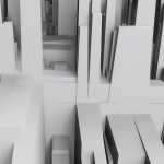 <h1>The Future of Spatial Computing: Multimodal Neurosymbolic Reasoning Control Policies in XR</h1> Aerial view of a 3D abstract cityscape with geometric shapes in grayscale tones.