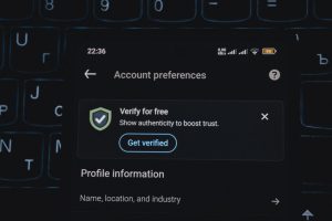 Close-up of a smartphone screen displaying account verification alert. Ideal for security and authenticity themes.