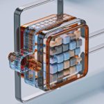 3D render showcasing an abstract concept of artificial intelligence and technology with cube manipulation.