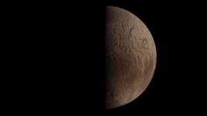 A striking image of a crescent moon showcasing detailed surface textures against a black background.
