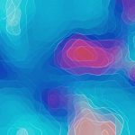 Colorful abstract image with topographic map lines in blue and purple tones, creating an artistic pattern.