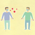 <title>Hantavirus Risk Management: Operational Resilience Lessons</title> Paper cutout of men in protective masks surrounded with contagious viruses keeping social distancing on yellow background during coronavirus epidemic