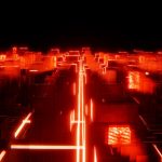 Laser Power Transmission: The Future of Energy Logistics A vibrant abstract cityscape of neon red lights, creating a futuristic urban skyline.