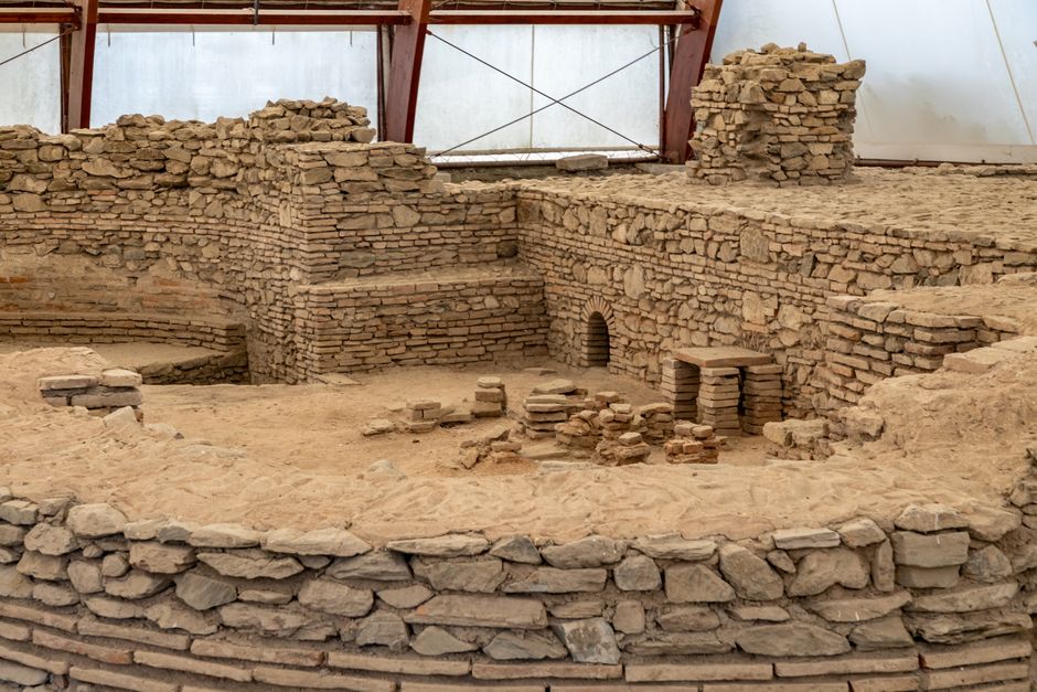 Explore the ancient architecture of Viminacium, featuring detailed brickwork and historical significance.