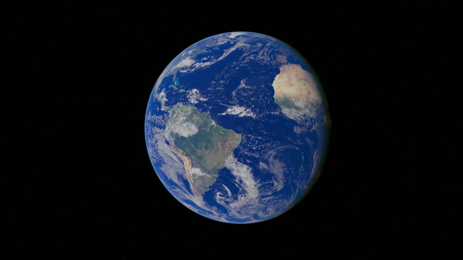 Vibrant view of Earth from space, highlighting continents against the deep blue ocean.