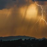 Space Weather Risk: Protecting Your Infrastructure Strategy Thunderstorm with dramatic lightning striking over mountains at night, capturing raw energy and nature's power.