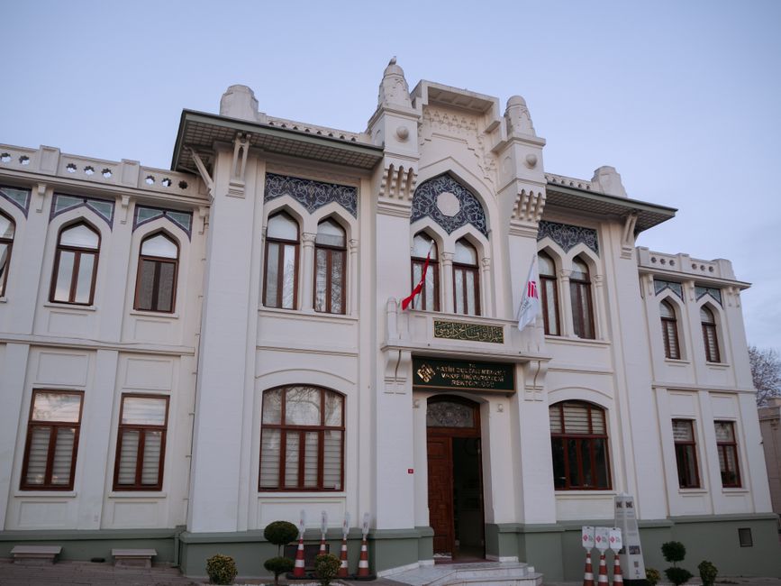 Facade of Fatih Sultan Mehmet University in Istanbul, showcasing Ottoman architectural design.