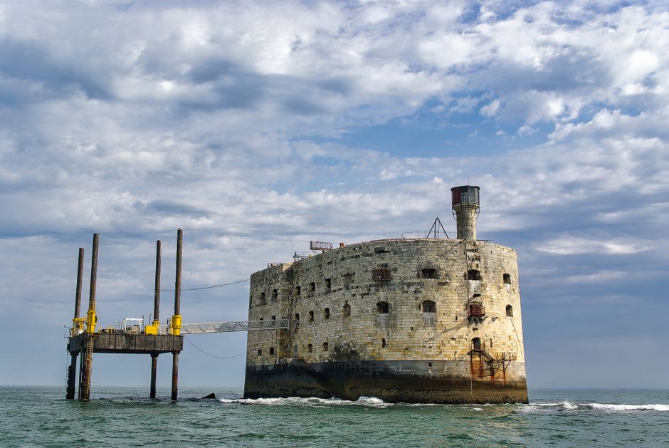 Stunning view of Fort Boyard landmark on a sunny day, France's maritime attraction.