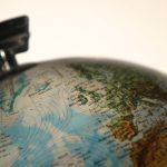 Detailed view of a globe focusing on Europe and Africa, showcasing geographical details.