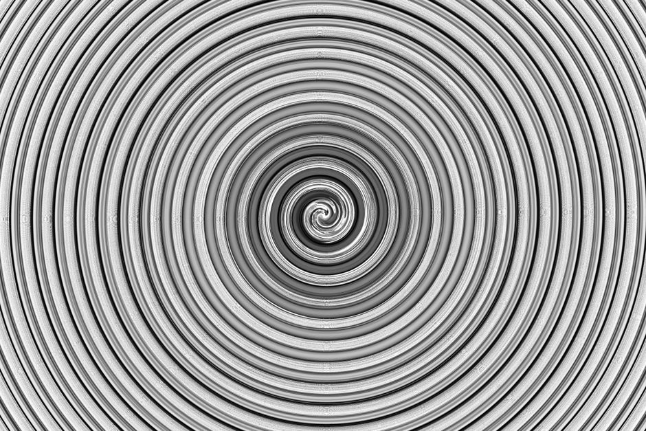 Intricate monochrome spiral design creates a mesmerizing abstract visual effect.